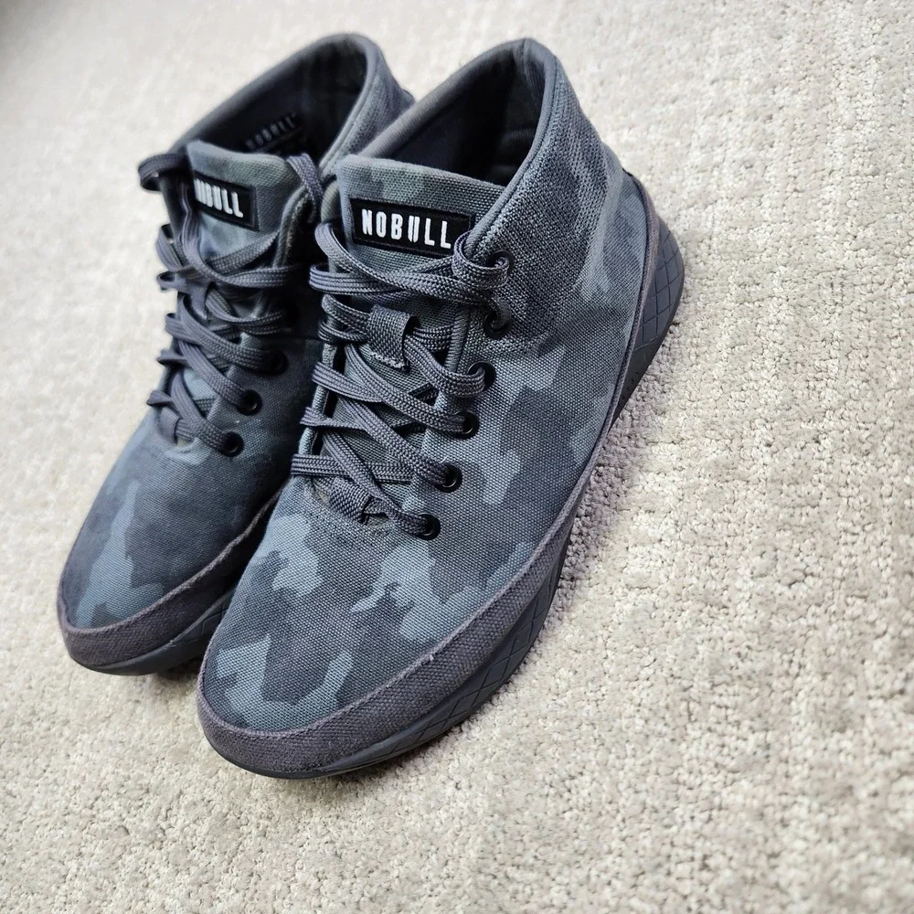 NOBULL High-Top Trainers Black Camo SuperFabric Mens 7.5 Training Shoes